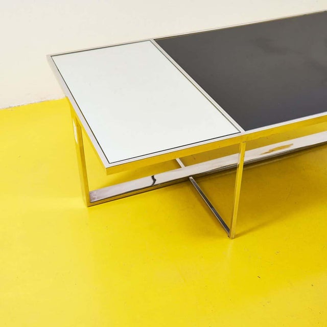 chrome coffee table with double glass height: 40.5 width: 120 depth: 70 additional information style: vintage production...