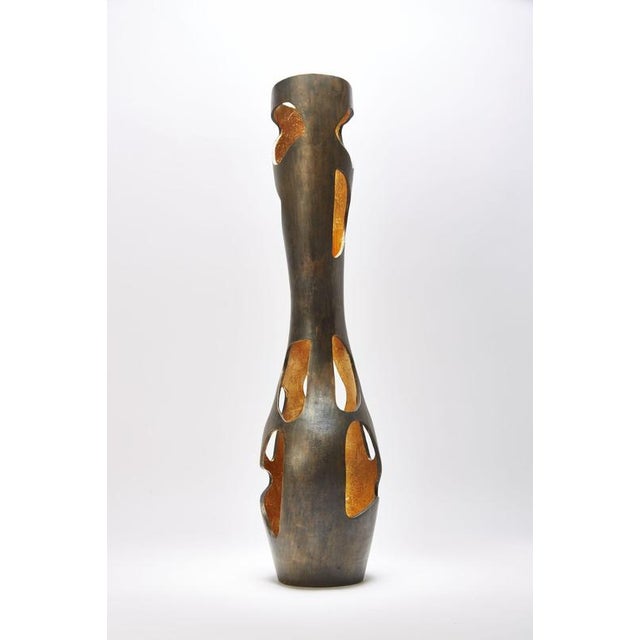 Small Bronze Gold Leaf Vase by Reda Amalou Design For Sale - Image 12 of 15