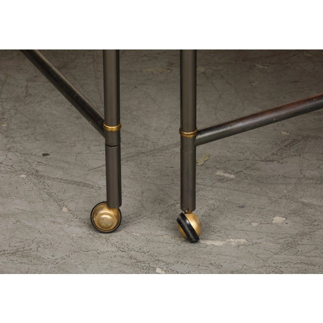 Midcentury Bronze and Red Lacquer 2-Piece Dining Table on Casters For Sale - Image 11 of 12