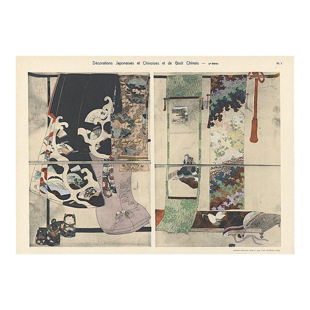 1920-Rare-Antique Japanese and Chinese Decorative Design Lithograph For Sale