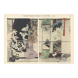 1920-Rare-Antique Japanese and Chinese Decorative Design Lithograph