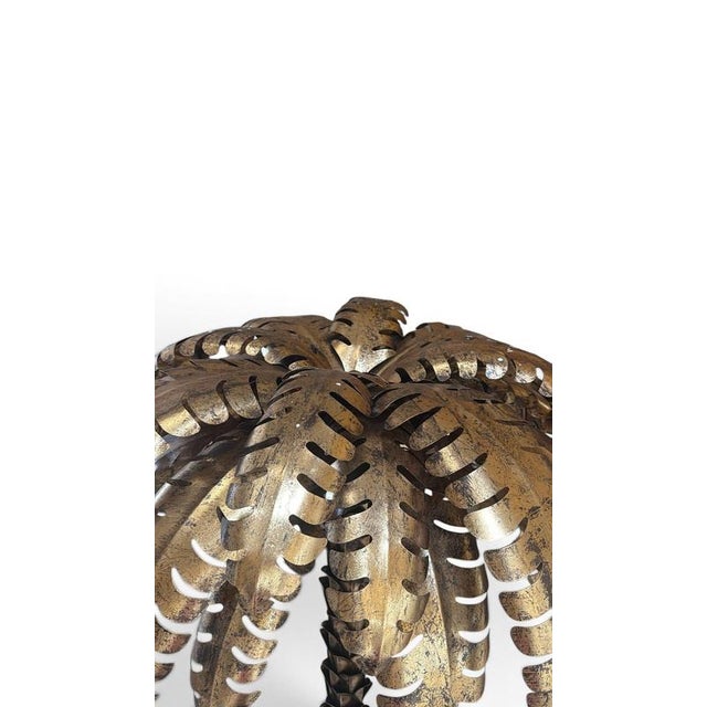 French Gilt Metal Palm Tree Sculptures in the style of Maison Jansen, 1970, Set of 2 For Sale - Image 3 of 6