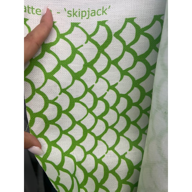 Beautiful abstract fish scale pattern in a custom colorway. Perfect for light upholstery, drapery, pillows, etc. Nantucket...