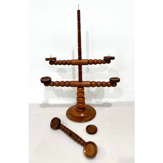 German Turned Wood Candelabra Bad Bevenser Siebenstern by Hartwig Schmidt Advent Christmas For Sale In Los Angeles - Image 6 of 7