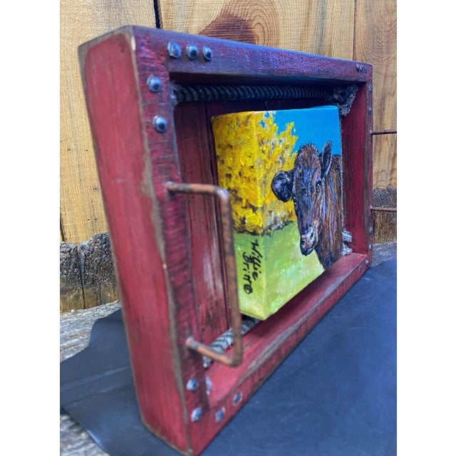 2020s "Cutie Pie" ~ Willie Britt, Original Acrylic Painting, Calves Can Be Mischievous and This One Definitely Was. For Sale - Image 5 of 6