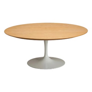 Knoll Saarinen Round Tulip Pedestal Coffee Table in Light Oak For Sale