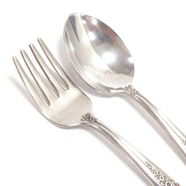 Mid-Century Modern 1960s International (Rogers) Bridal Veil Sterling Silver Spoon & Fork Baby Set No Mono For Sale - Image 3 of 6