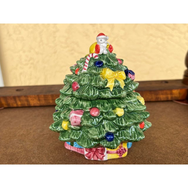 Vintage Ceramic Christmas Tree Box / Candy Dish For Sale - Image 9 of 10