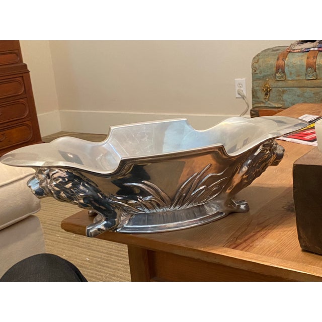 Safari Arthur Court Cast Aluminium Lion Centerpiece For Sale - Image 3 of 7
