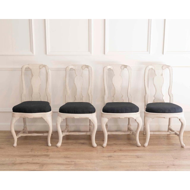 This set of eight Swedish chairs dates to the mid-18th century, circa 1760, and represents an early example of...