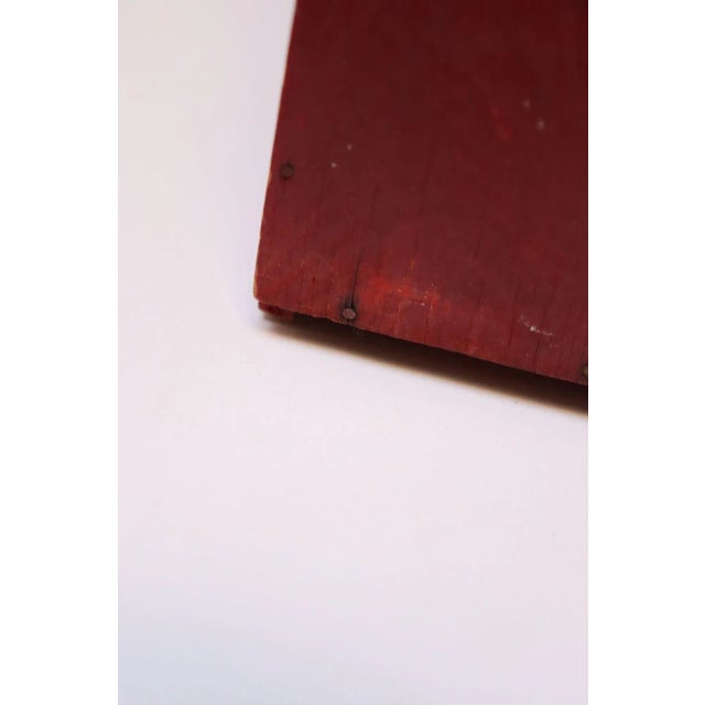 Vintage Folk Art Carved "Cat" Red Painted Matchbook Holder For Sale - Image 11 of 12