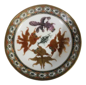 Chinoiserie Brass Wrapped Bowl With Koi Design