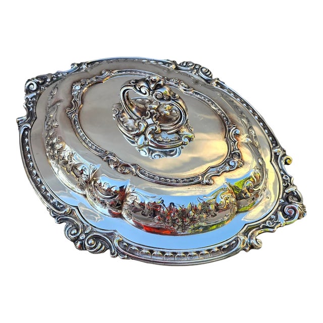 1920s Silver Serving Dish With Lid For Sale