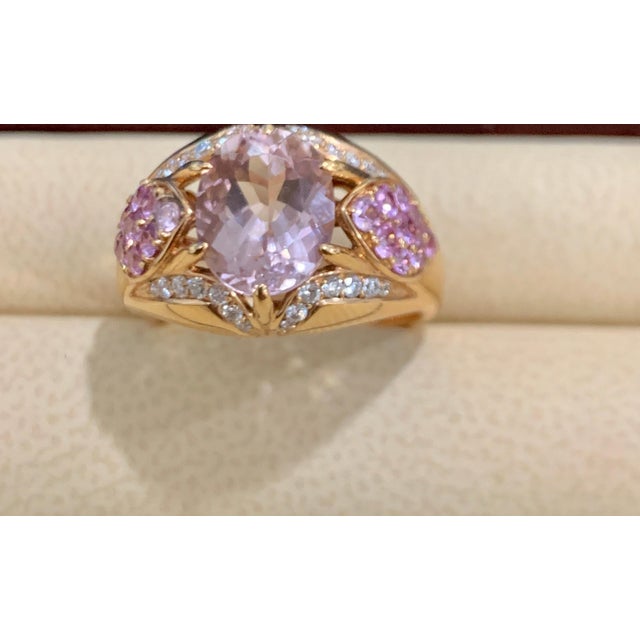 3.5 Carat Morganite and Diamond Cocktail Ring 18 Karat Rose Gold For Sale - Image 9 of 18