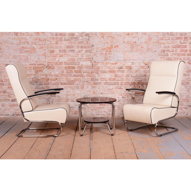 Bauhaus Armchairs FN24 in Chrome and Leather attributed to Mücke-Melder, Czech, 1930s, Set of 2 For Sale - Image 14 of 17