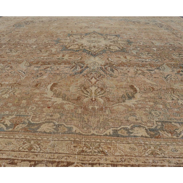 Tribal Antique Persian Bidjar Rug With Intricate Floral Medallion 8'9" X 11'5" For Sale - Image 3 of 12