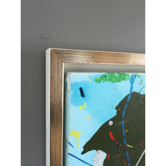 Mid-Century Modern 'Chromatic Constellation' Vintage Swedish Original Abstract Oil Painting, Framed For Sale - Image 6 of 13