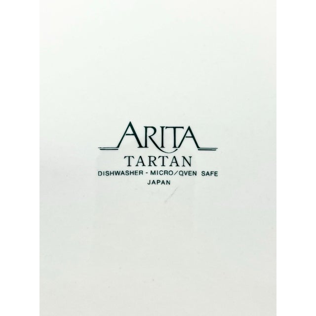 White 1980s Arita “Tartan Plaid” 13-Piece Ceramic Dinnerware Set For Sale - Image 8 of 8