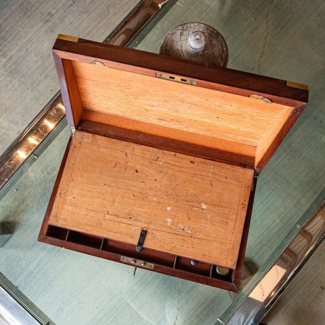 Late 19th Century English Brass Bound Mahogany Box or Travel Desk For Sale - Image 10 of 10