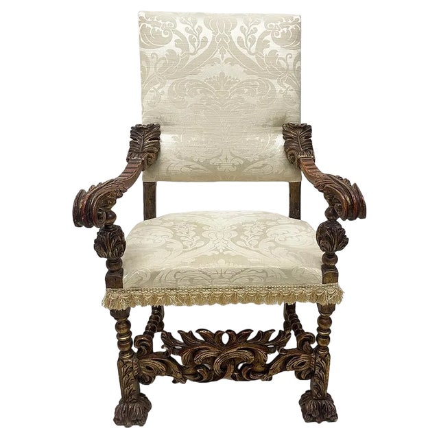 19th Century Italian Throne Armchair For Sale