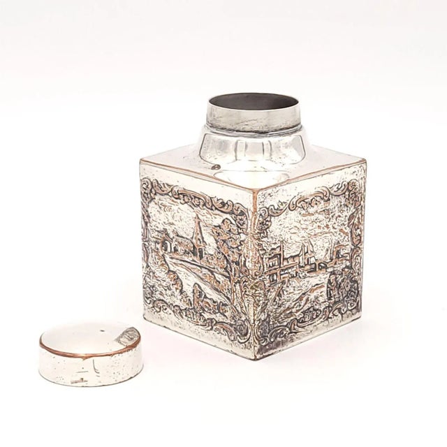 Silver Plate on Copper Tea Caddy, Dutch, Circa 1830 For Sale In San Francisco - Image 6 of 10