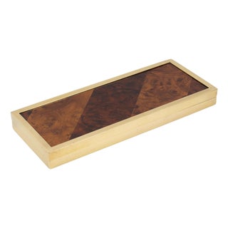 Montagnani Gilded Metal and Wood Marquetry Box, circa 1970 For Sale