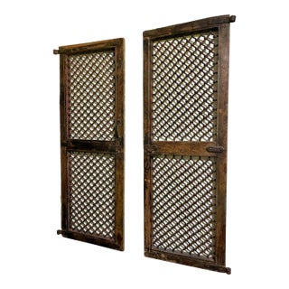 Antique Middle Eastern Iron Jali Window Shutters, Pair For Sale