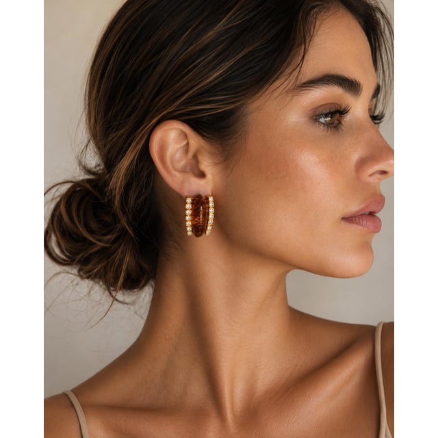 Roberto Legnazzi 18k Gold Citrine & Diamond Earrings, Italy C. 1990, Pair For Sale - Image 16 of 16