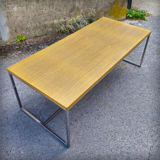 Coffee Table in Oak and Chromed Steel, 1980s For Sale - Image 6 of 18