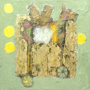 Paul Wadsworth Toy Dragon : Contemporary Abstract Painting Oil with Gold Leaf 2015