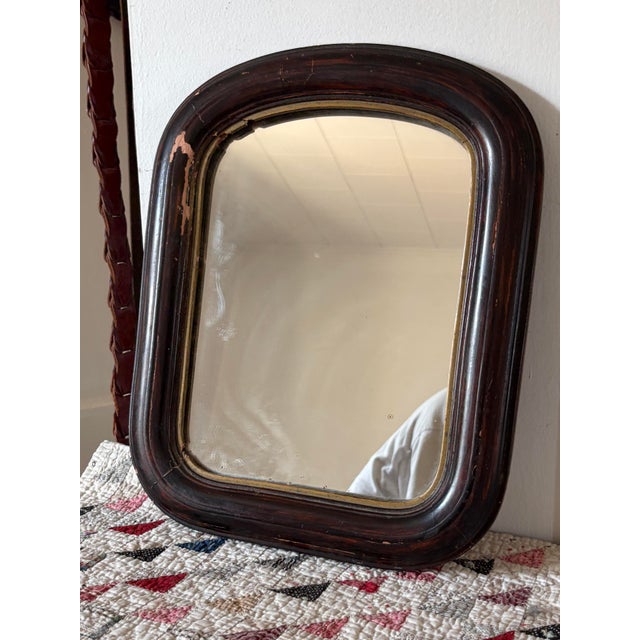 Victorian Antique Victorian Era Rounded Arch Tombstone Mirror With Original Glass For Sale - Image 3 of 9