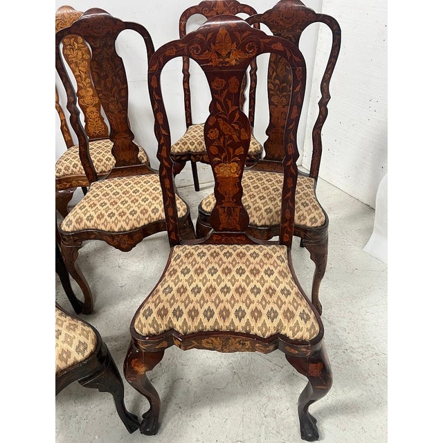 Antique Dutch Chairs in Marquetry Wood, 1800s, Set of 8 For Sale - Image 4 of 18