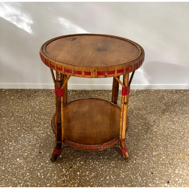 French Bamboo and Cane Side Table, 1950s For Sale - Image 6 of 9