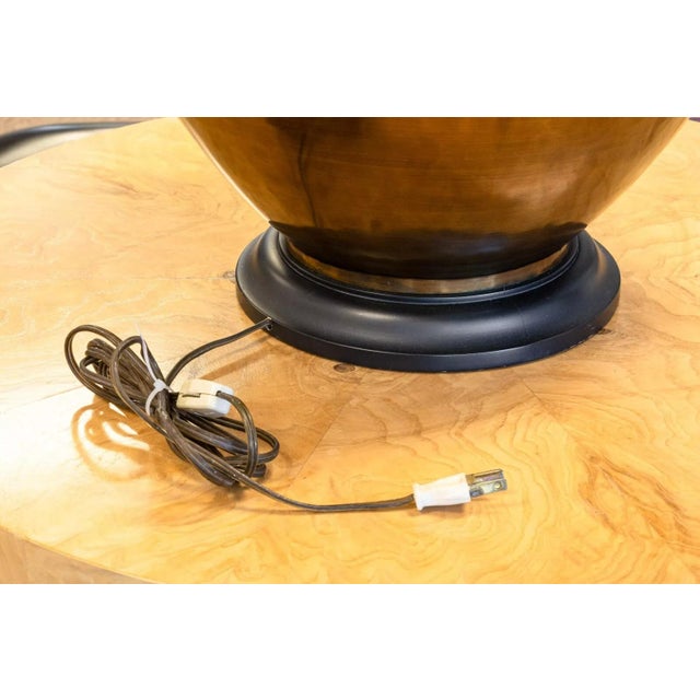 Mid-Century Modern Pair of Large Bronze Mid Century Modern Table Lamps with White Pleated Shades For Sale - Image 3 of 11