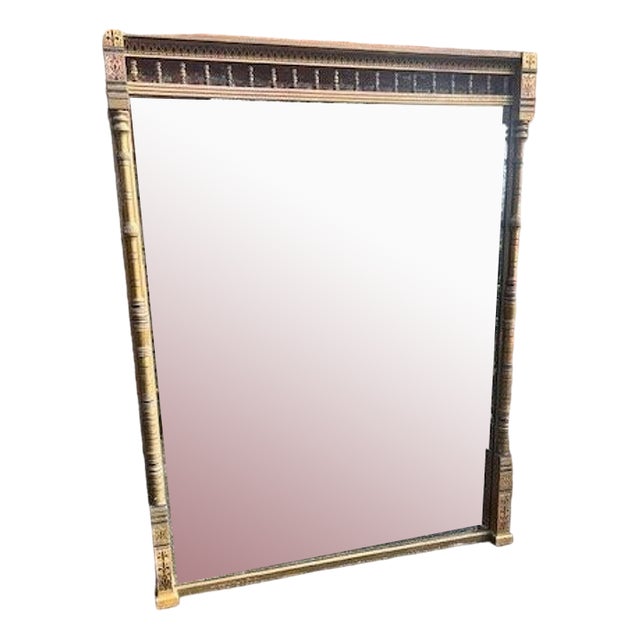 Large Antique English Gilt Overmantle Mirror For Sale