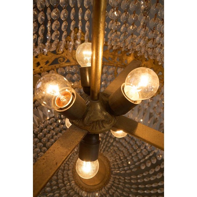 Monumental Sac à Perles Crystal Chandelier with Neoclassical Brass Frieze, 1950s For Sale - Image 6 of 11