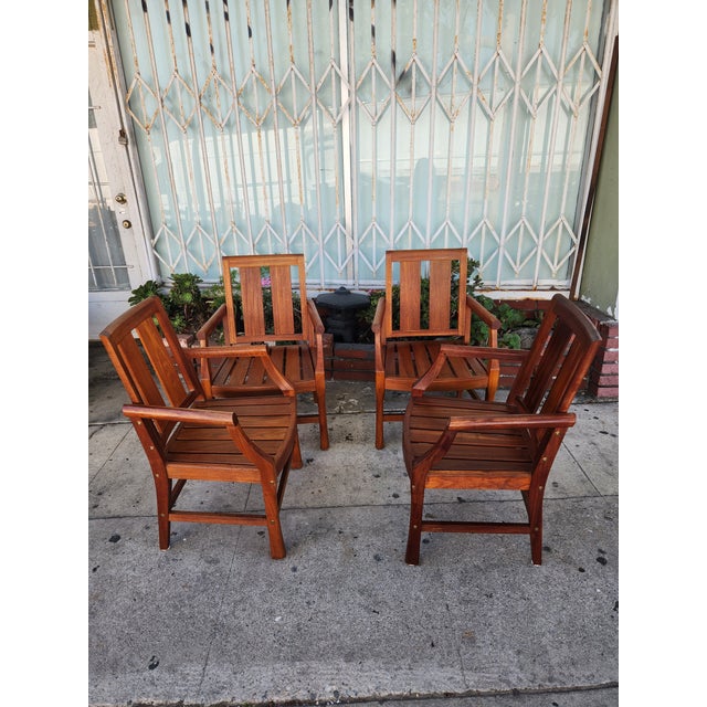 1980s 1980's Teak Patio Chairs - Set of 4 For Sale - Image 5 of 12