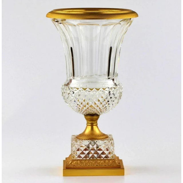 Napoleon III Crystal Vase - Empire - France 19th century with gilt bronze and diamond padding on the bases. Classic...