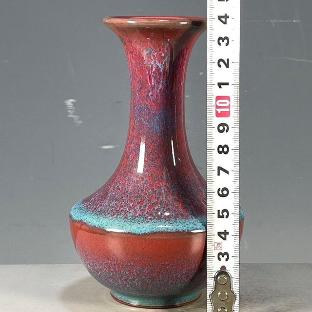 Chinese Chinese Jun Ware Style Flambe Glaze Porcelain Vase - 5.5" Tall For Sale - Image 3 of 7