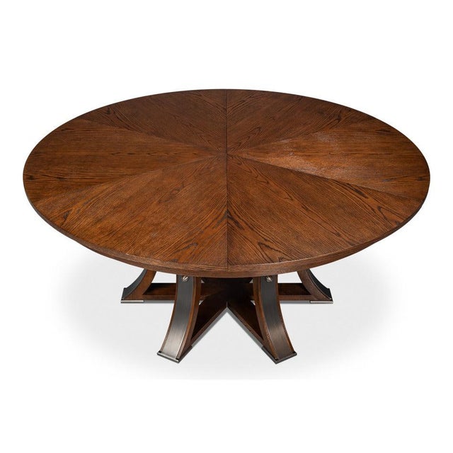 2020s Transitional Round Jupe Dining Table, Large – Warm Brown Oak For Sale - Image 5 of 12