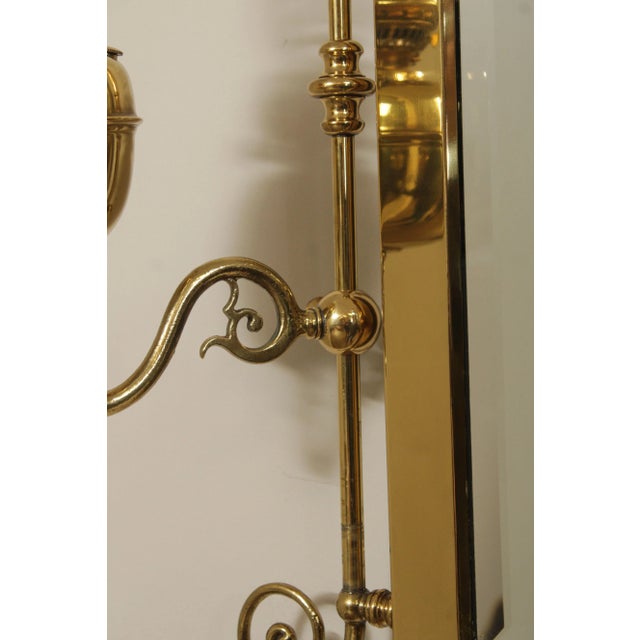 Victorian Brass Oil Lamp Candelabra Wall Mirror For Sale - Image 11 of 12