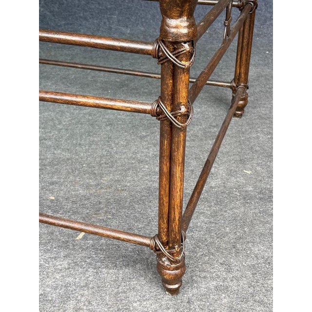 1970s 1970s Faux Bamboo Iron Coffee Table With Glass Top For Sale - Image 5 of 5