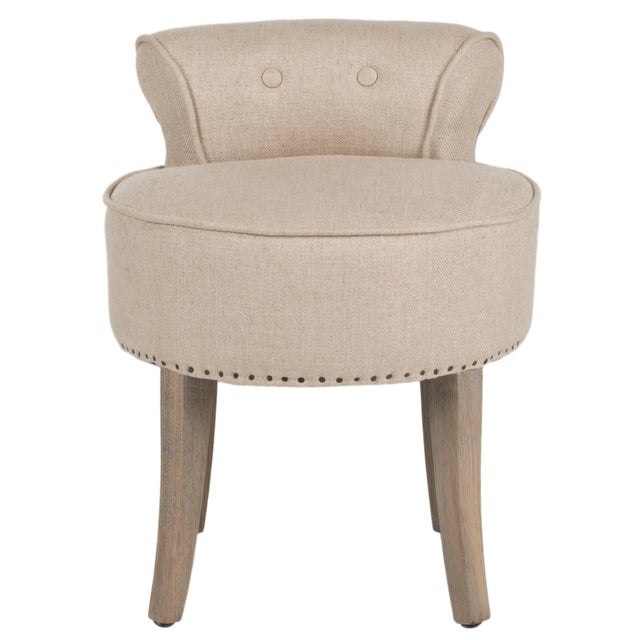 Vanity Stool in Pearl Beige & Distressed Grey For Sale In Philadelphia - Image 6 of 6