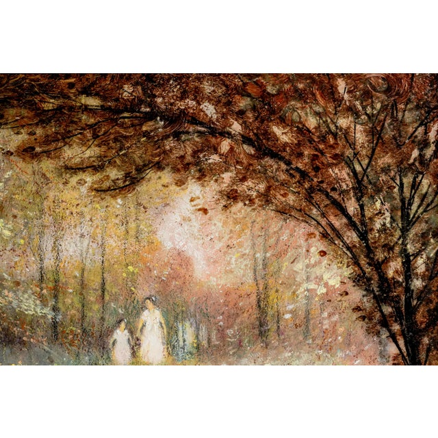 Lovely Vintage James G. Llewelyn Impressionist Garden Painting Églomisé & Pastel Mixed Media Nature Home Decot Art For Sale In New York - Image 6 of 14