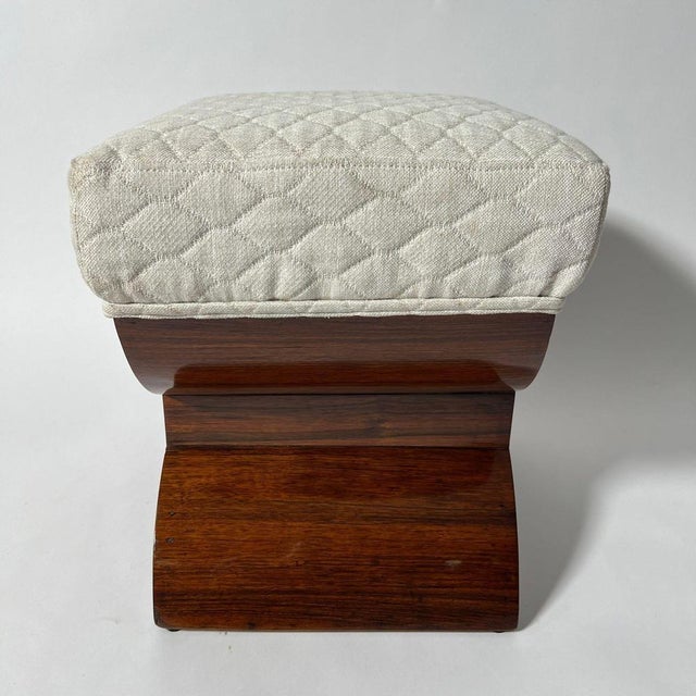 Beige Art Deco Stool in Rosewood Veneer, France, 1930s For Sale - Image 8 of 18