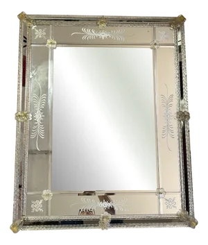 Large Mid-Century Murano Glass Wall Mirror, 1960s