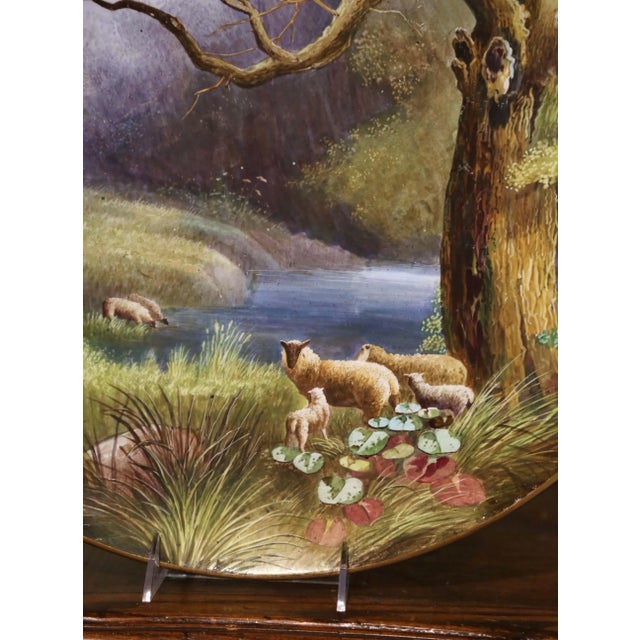 19th Century French Hand-Painted Porcelain Charger With Sheep, Signed Olivier For Sale In Dallas - Image 6 of 10