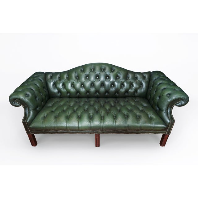 Traditional Late 20th Century Chesterfield Sofa and Love Seat Set in Hunter Green For Sale - Image 3 of 13