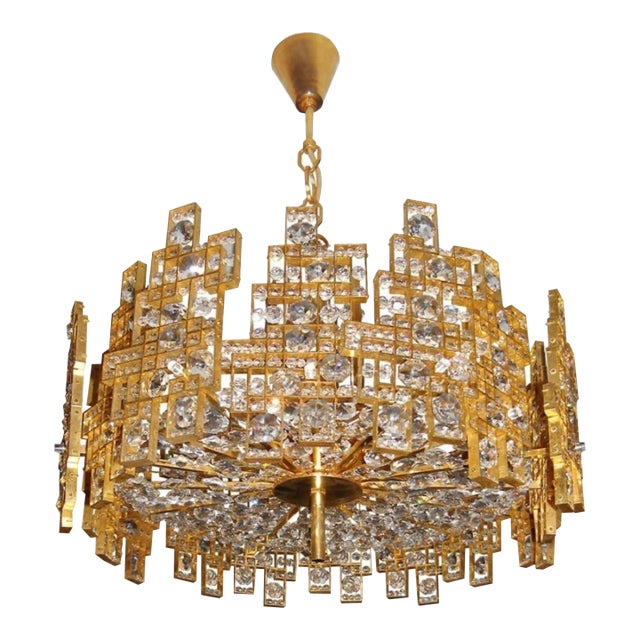 Italian Mid-Century Modern Chandelier / Pendant, Brass City by Gaetano Sciolari For Sale