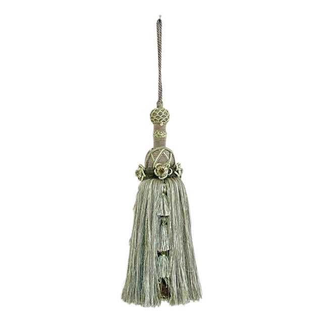 Vintage French Passementerie Tassel Sage Green, Olive Green and Champagne For Sale